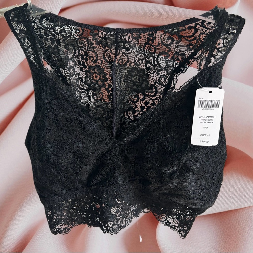 Sexy, black lace bralette from Soma; new with tags, size Medium